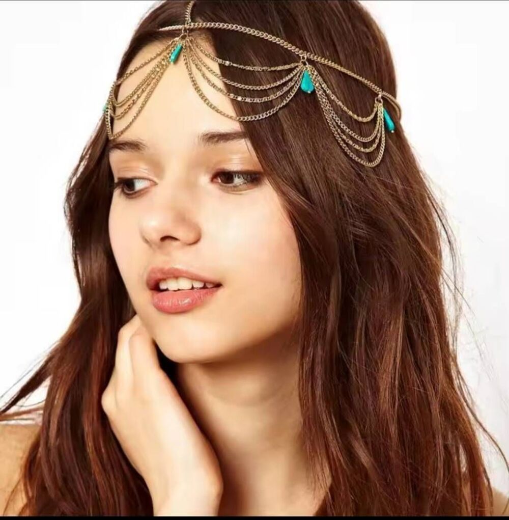 NWOT Southwestern Turquoise Colored Gols Head Chain